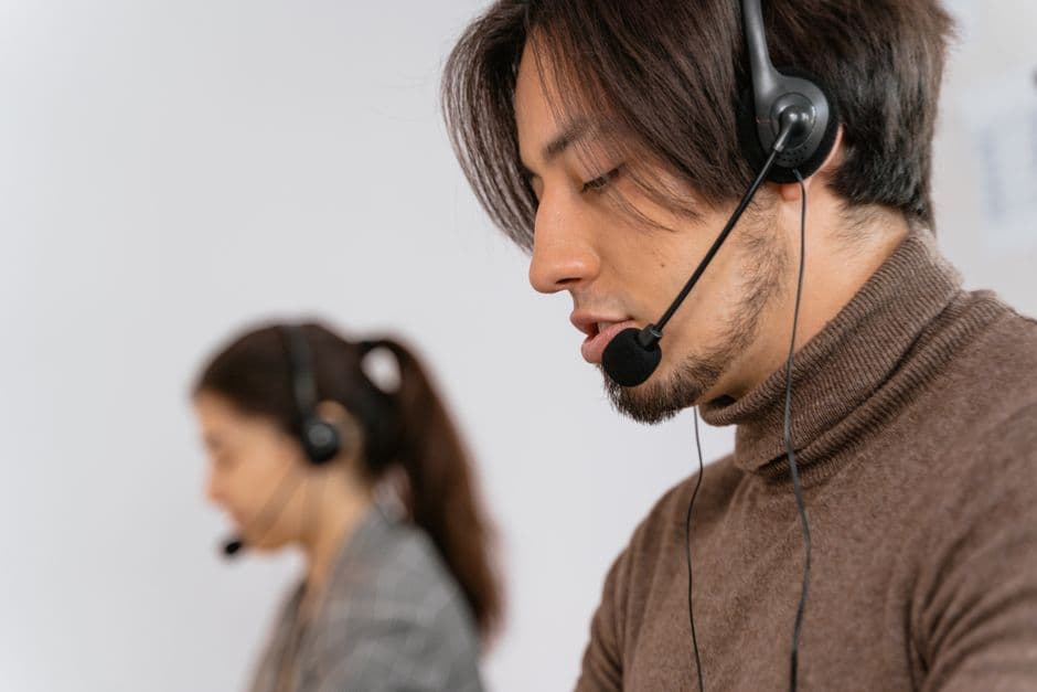 Friendly receptionist on a call